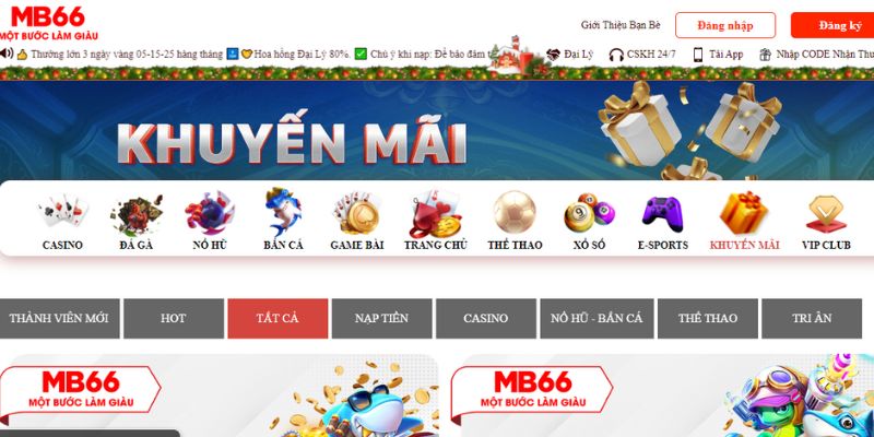 Khuyến mãi MB66 thưởng tích lũy cực chất tại nhà cái